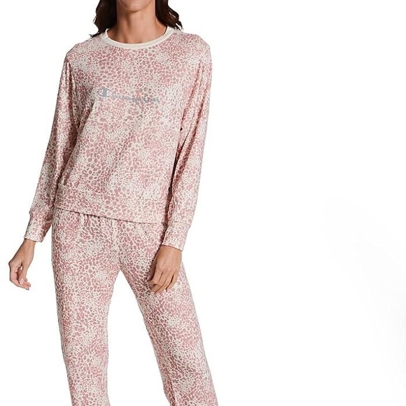 🆕CHAMPION Pink Leopard Hacci Pajama Set, Size Medium - Picture 13 of 14
